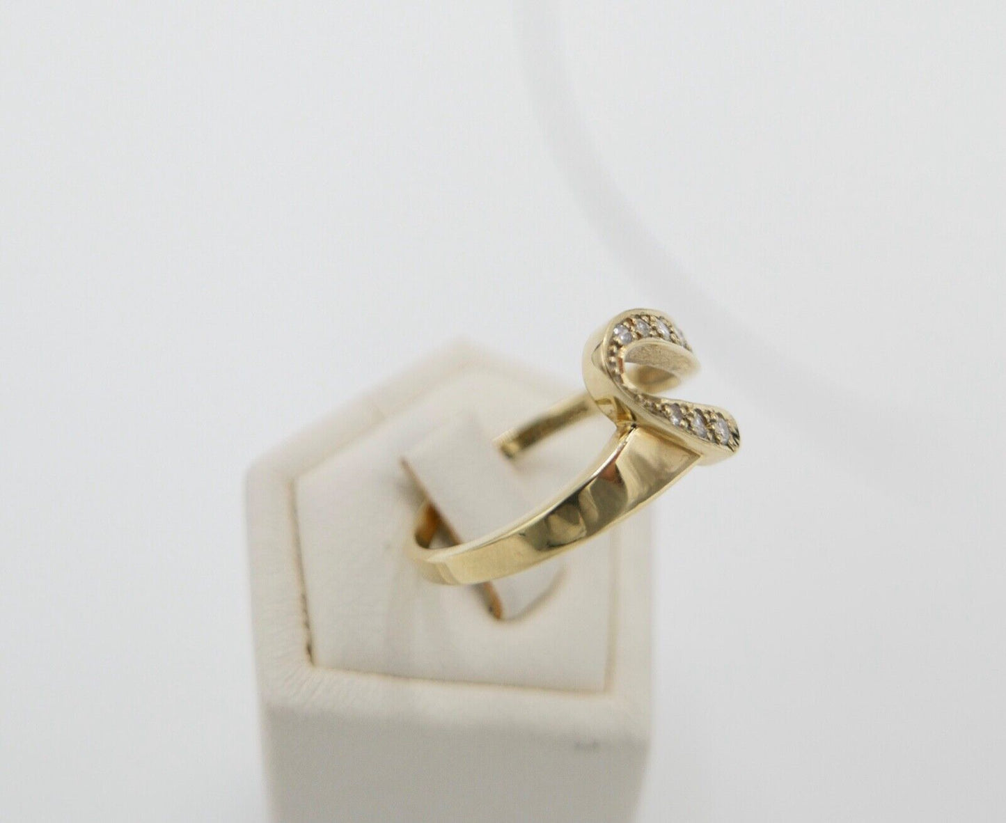 WK Damen Wishbone V-Form Gelbgold Brillant Ring 585 14K Gr. 56 Diamanten - Antikhandel-Stuttgart