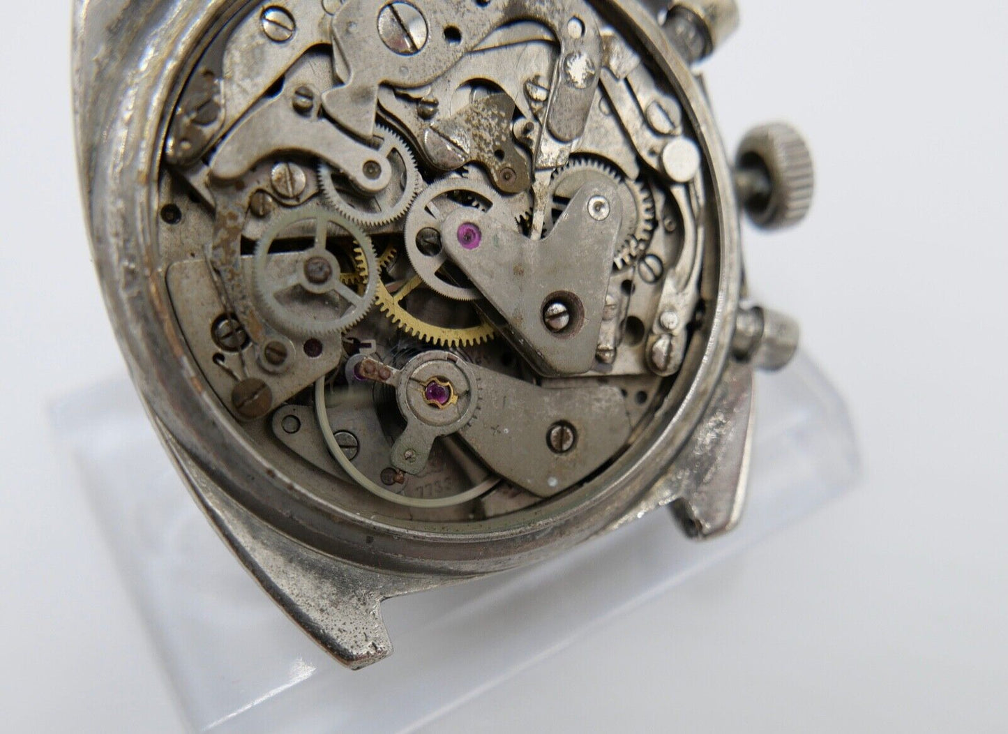 LÄUFT Rotary Cal. Valjoux 7733 Uhrwerk Chronograph seltenes Zifferblatt - Antikhandel-Stuttgart