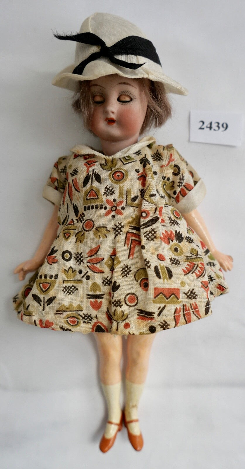 kleine antike Biskuit Porzellan Puppe 19 cm mit Schlafaugen 4/0 - Antikhandel-Stuttgart