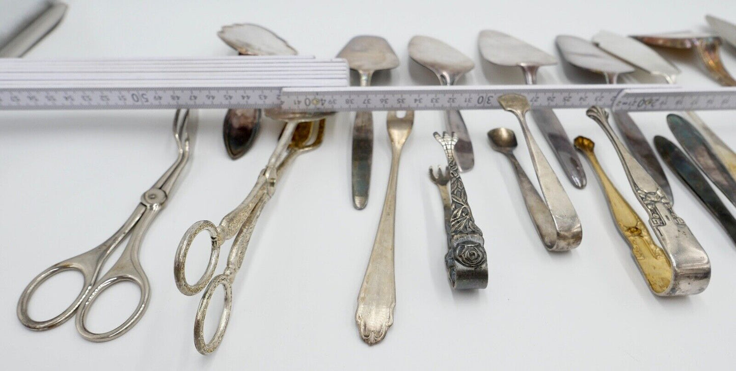 Konvolut Tortenheber Schere Zucke Fisch Fleisch WMF 90er Silberauflage 20 Stück - Antikhandel-Stuttgart