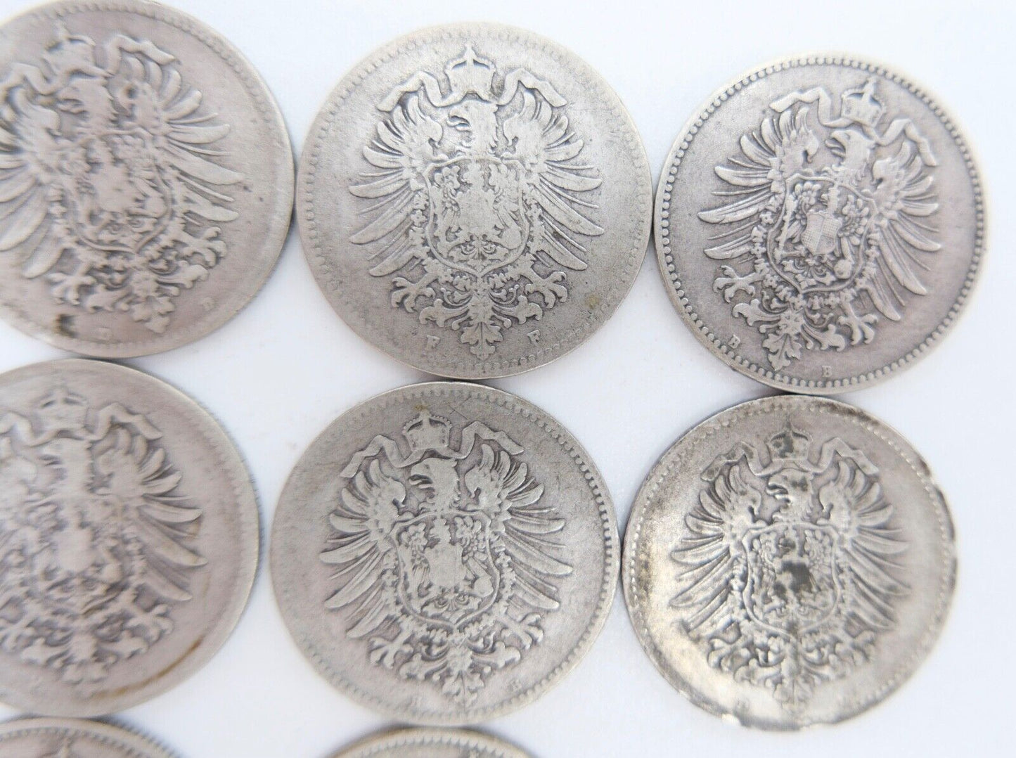 11x 1 Mark Deutsches Reich Jäger J.9 A B D F G 1873 / 1874 / 1875 / 1881 - Antikhandel-Stuttgart