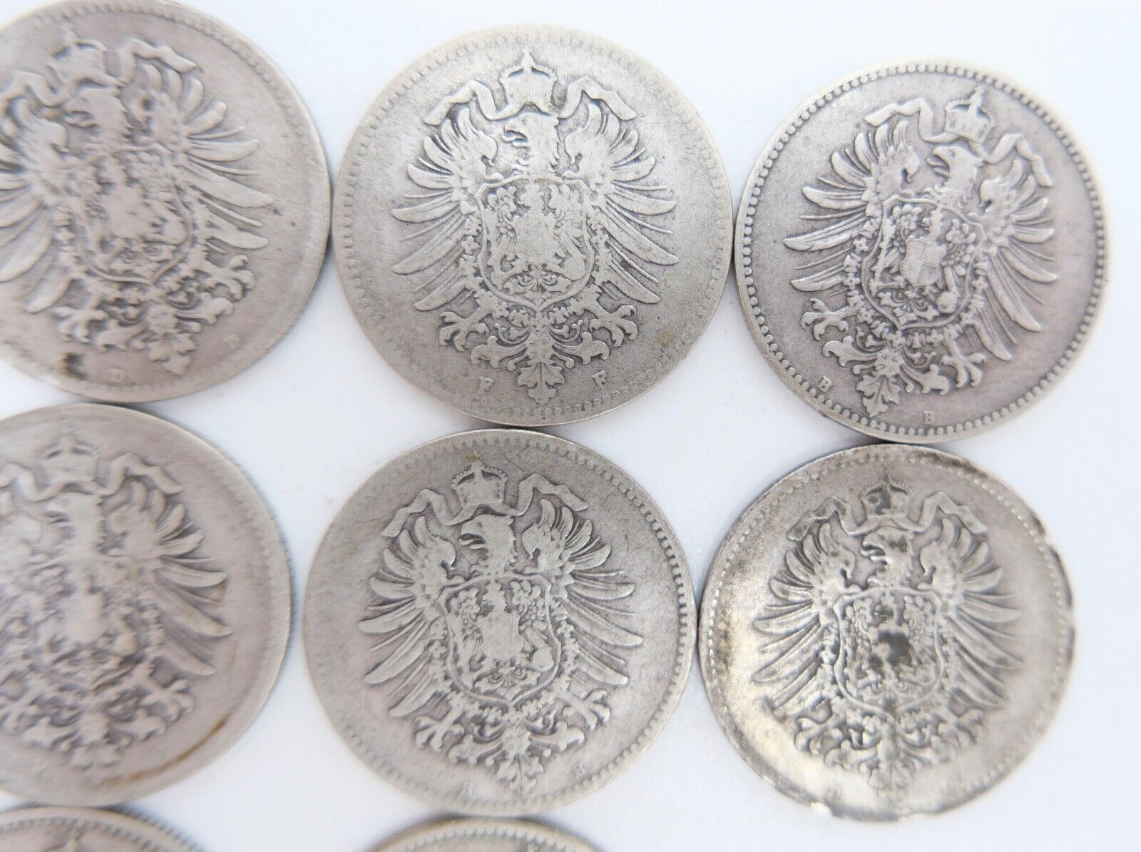 11x 1 Mark Deutsches Reich Jäger J.9 A B D F G 1873 / 1874 / 1875 / 1881 - Antikhandel-Stuttgart