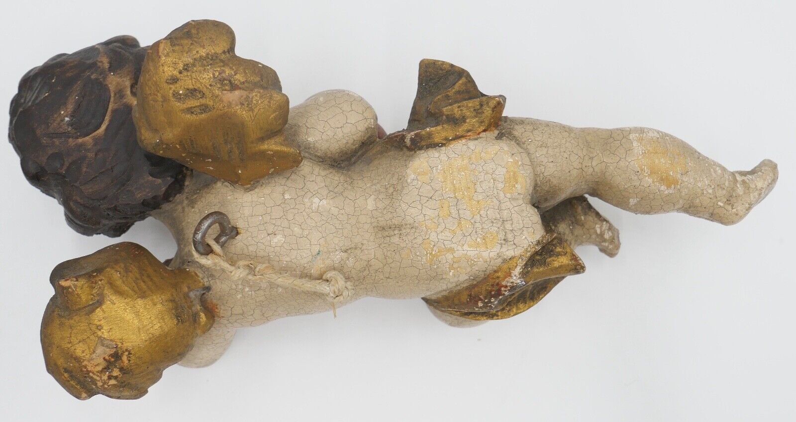 2x musizierende Putti / Putto Holzschnitzerei Engel farbig Holz Holzengel - Antikhandel-Stuttgart