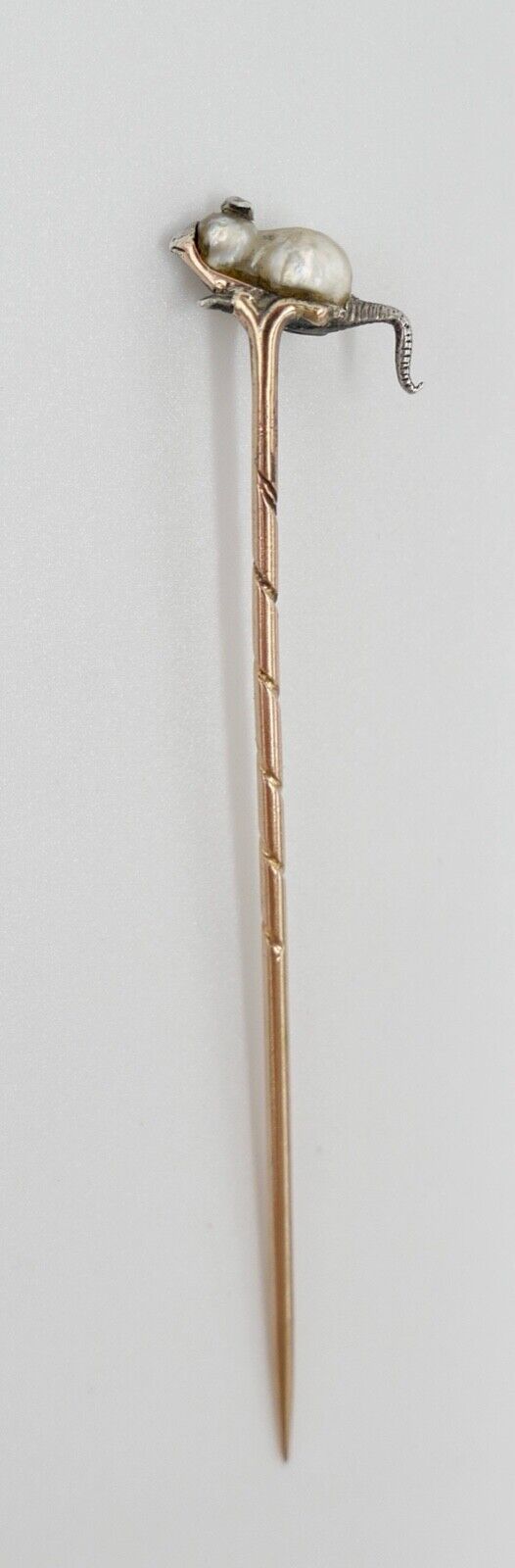 Antik Jugendstil MAUS Gold Anstecknadel Diamanten Perle 585 14K UNIKAT - Antikhandel-Stuttgart