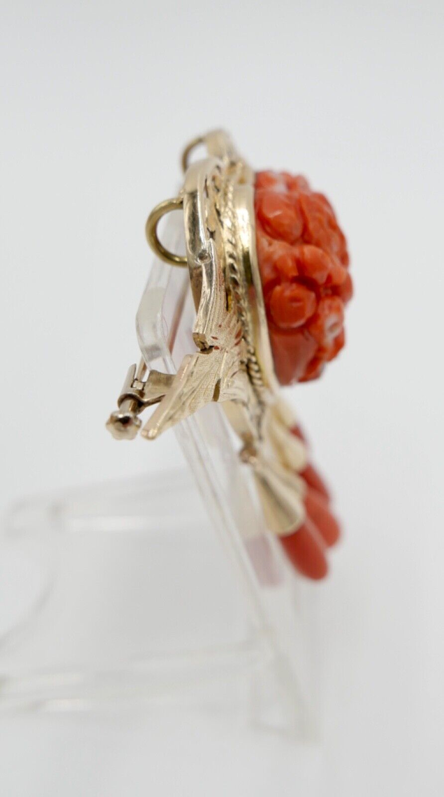 Große Antike Herz Gold Brosche / Anhänger Koralle 750 18K UNIKAT um 1850-1880 - Antikhandel-Stuttgart