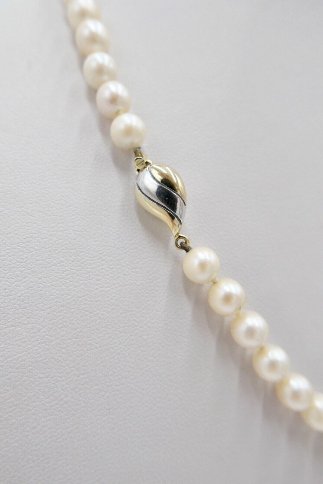 Bicolor Perlenkette Collier Zuchtperlen 46 cm Gold 585 / 14K Perlen Ø 7mm - Antikhandel-Stuttgart