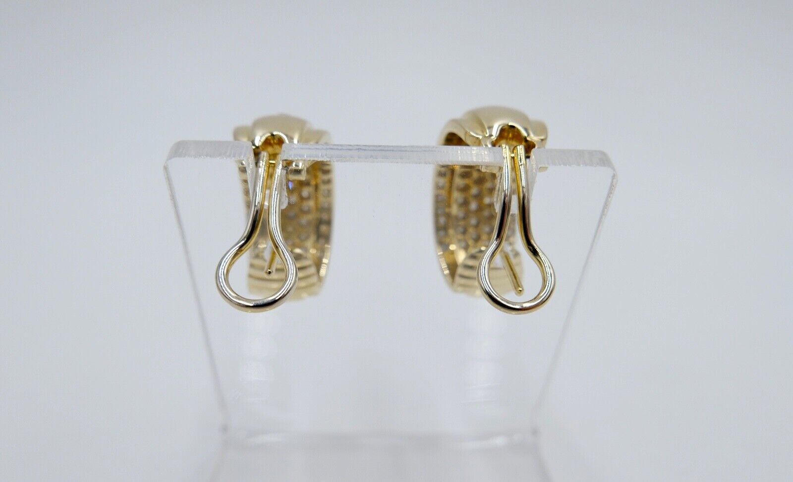 2,52 Ct Diamant Halbcreolen 585 14K Gelbgold 106 Brillanten besetz Ohrringe 90er - Antikhandel-Stuttgart