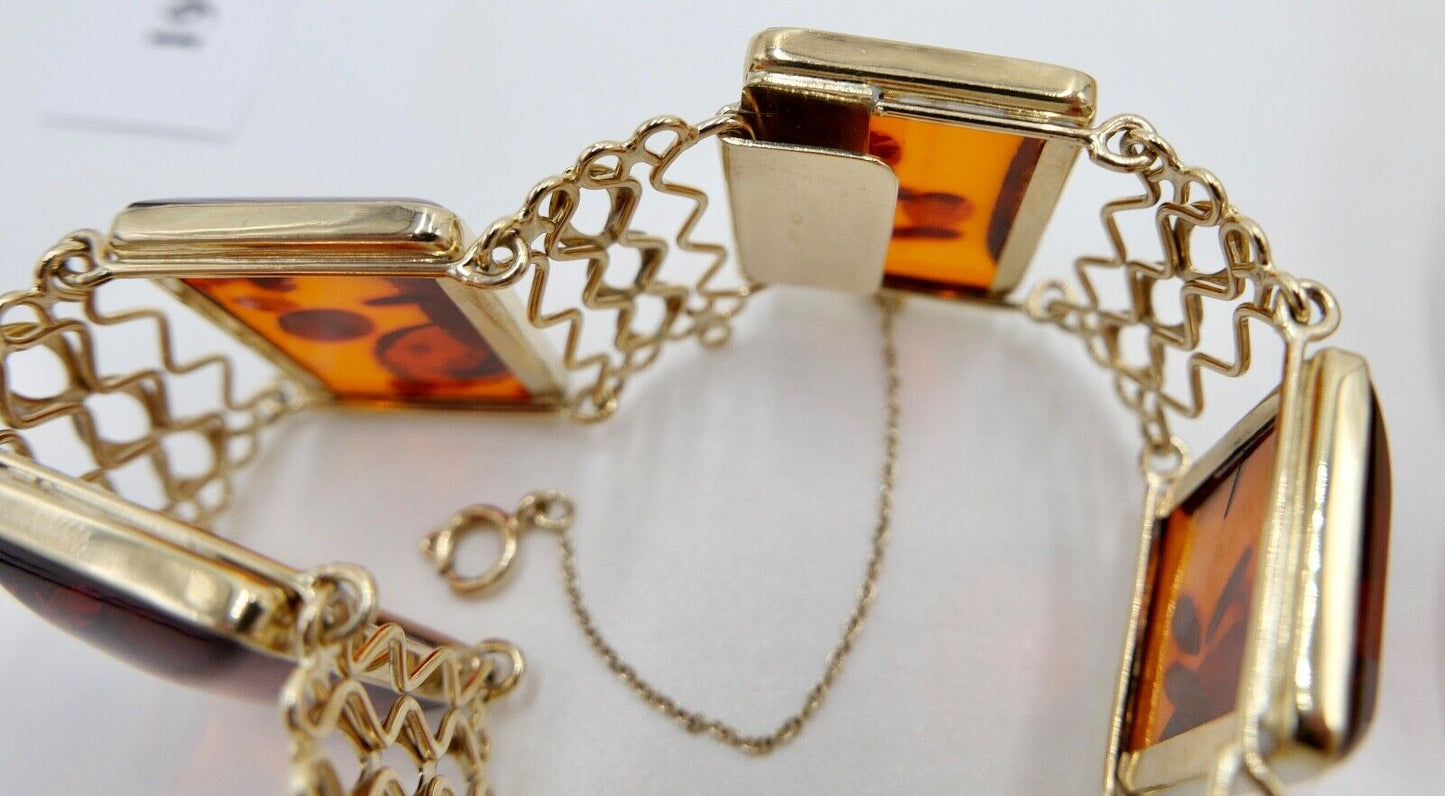 FISCHLAND Damen Bernstein Armband Gelbgold 333 8K amber 19,3 cm - Antikhandel-Stuttgart