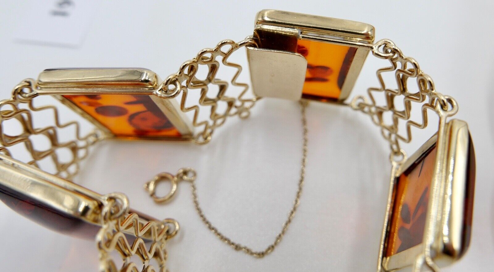 FISCHLAND Damen Bernstein Armband Gelbgold 333 8K amber 19,3 cm - Antikhandel-Stuttgart