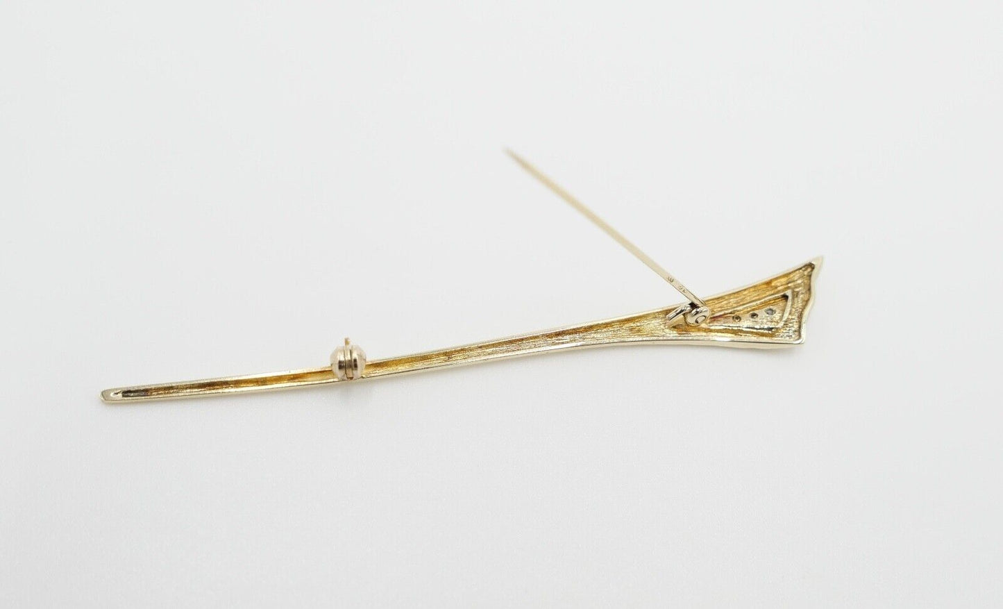 80er Jahre Brosche mit Zirkonia Gold 333 / 8K Stabbrosche - Antikhandel-Stuttgart