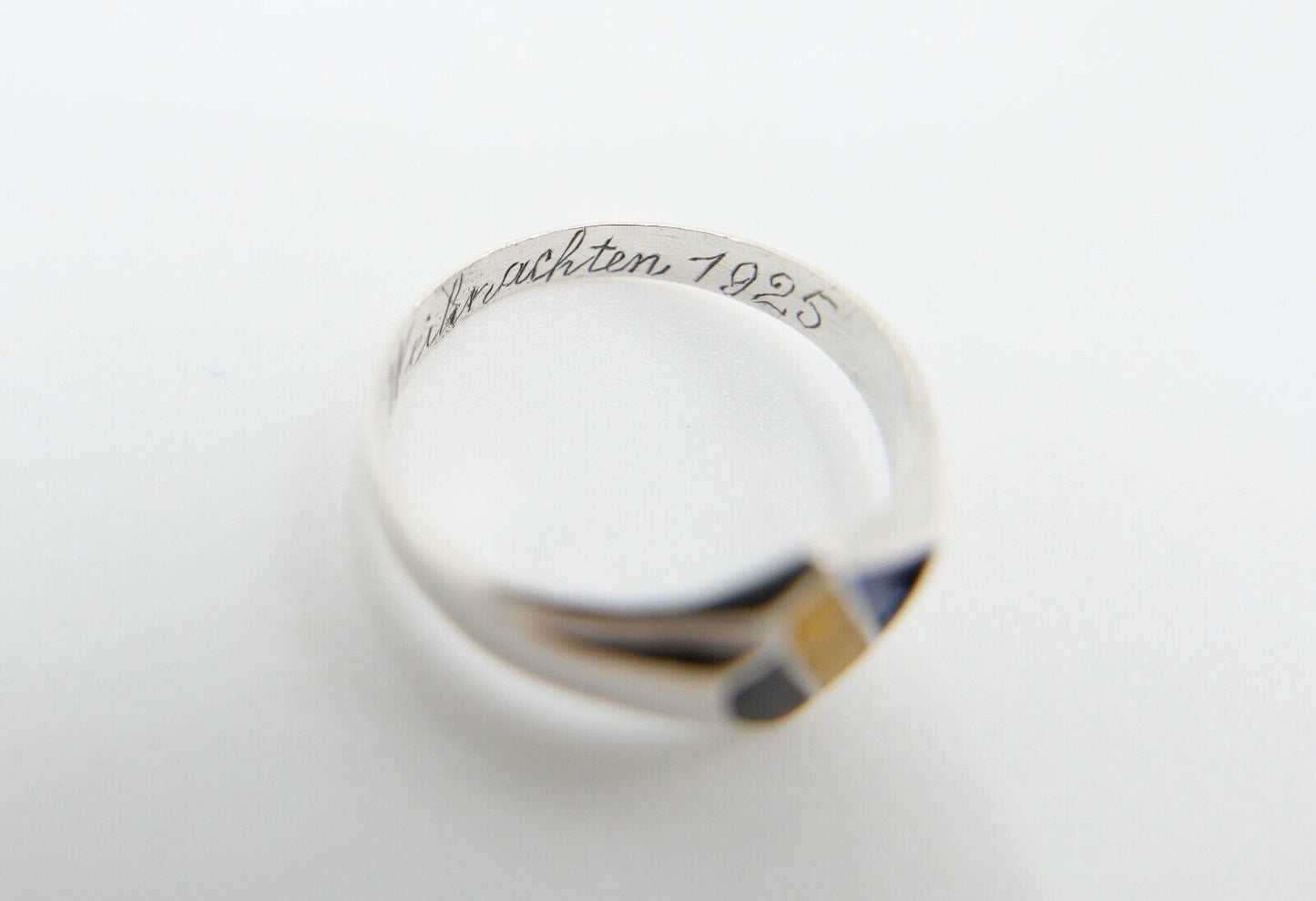 20er Jahre Studentika Patriotischer Ring Studentenverbindung 800 Silber Emaille - Antikhandel-Stuttgart