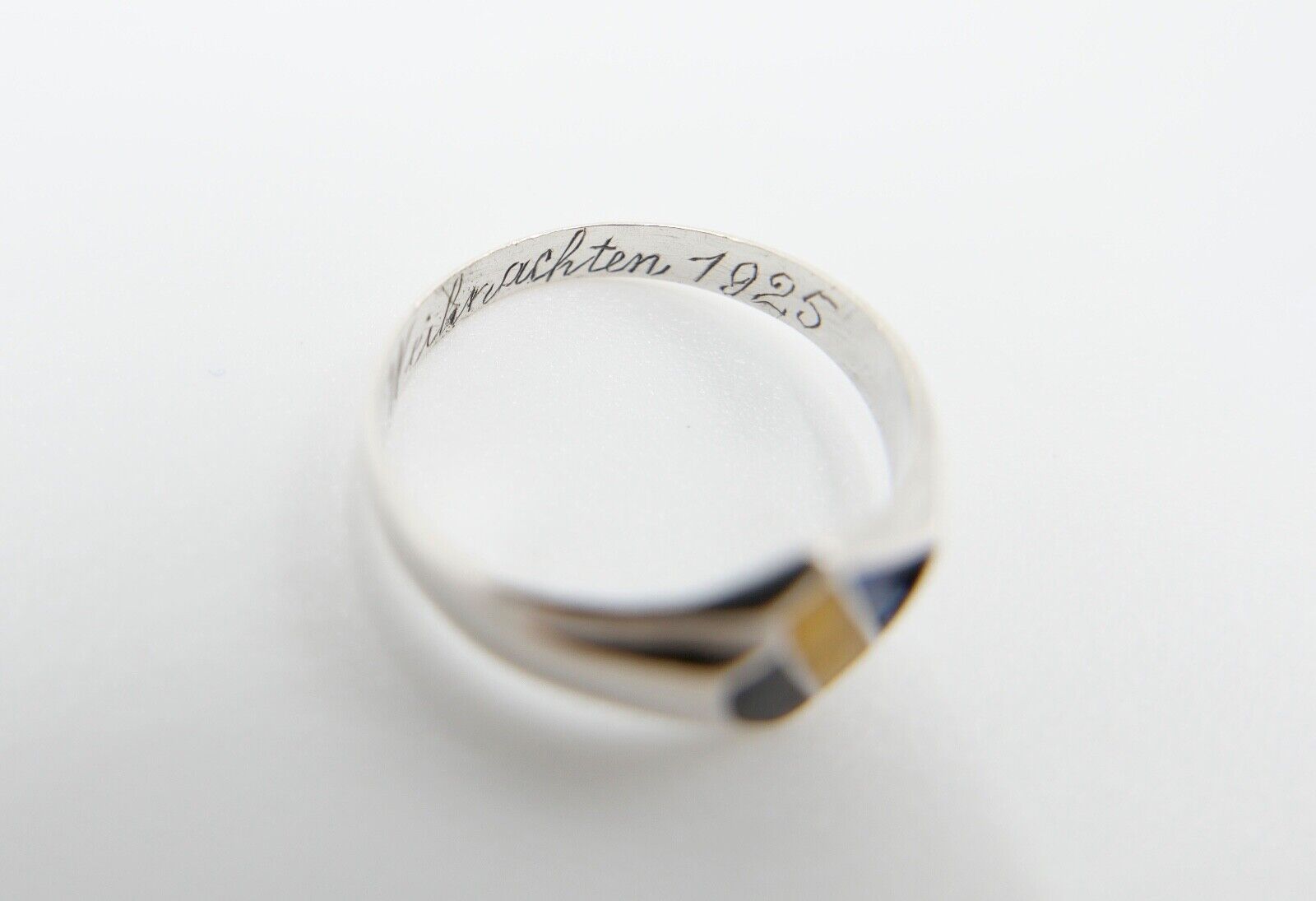 20er Jahre Studentika Patriotischer Ring Studentenverbindung 800 Silber Emaille - Antikhandel-Stuttgart