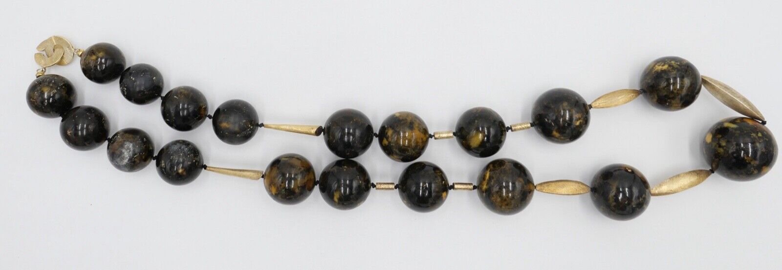 vintage XL Bernstein Kette Silber vergoldet Halskette Kugeln Collier 244,8 gr - Antikhandel-Stuttgart