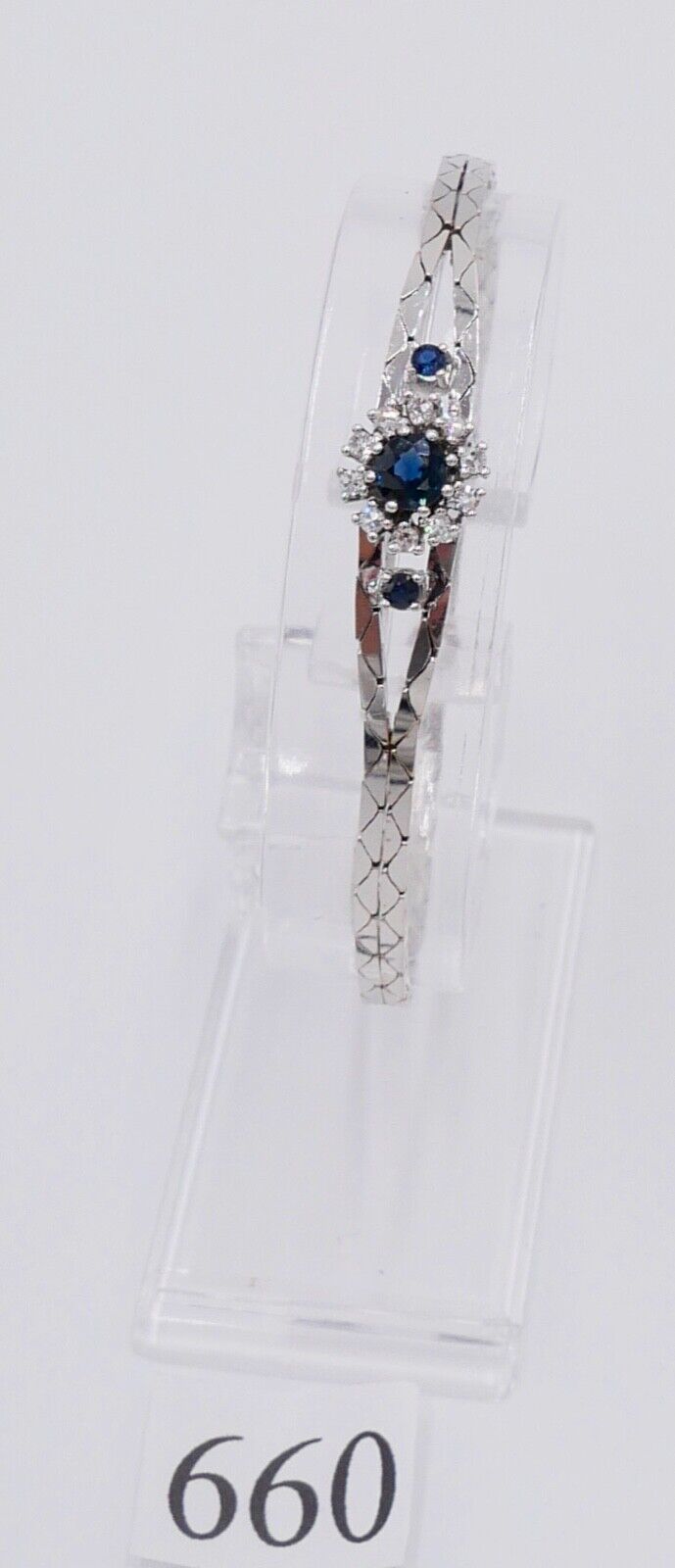 Diamant Saphir Armband 585 14K Weißgold 1970er 0,85 Ct VVS Top Wesselton - Antikhandel-Stuttgart