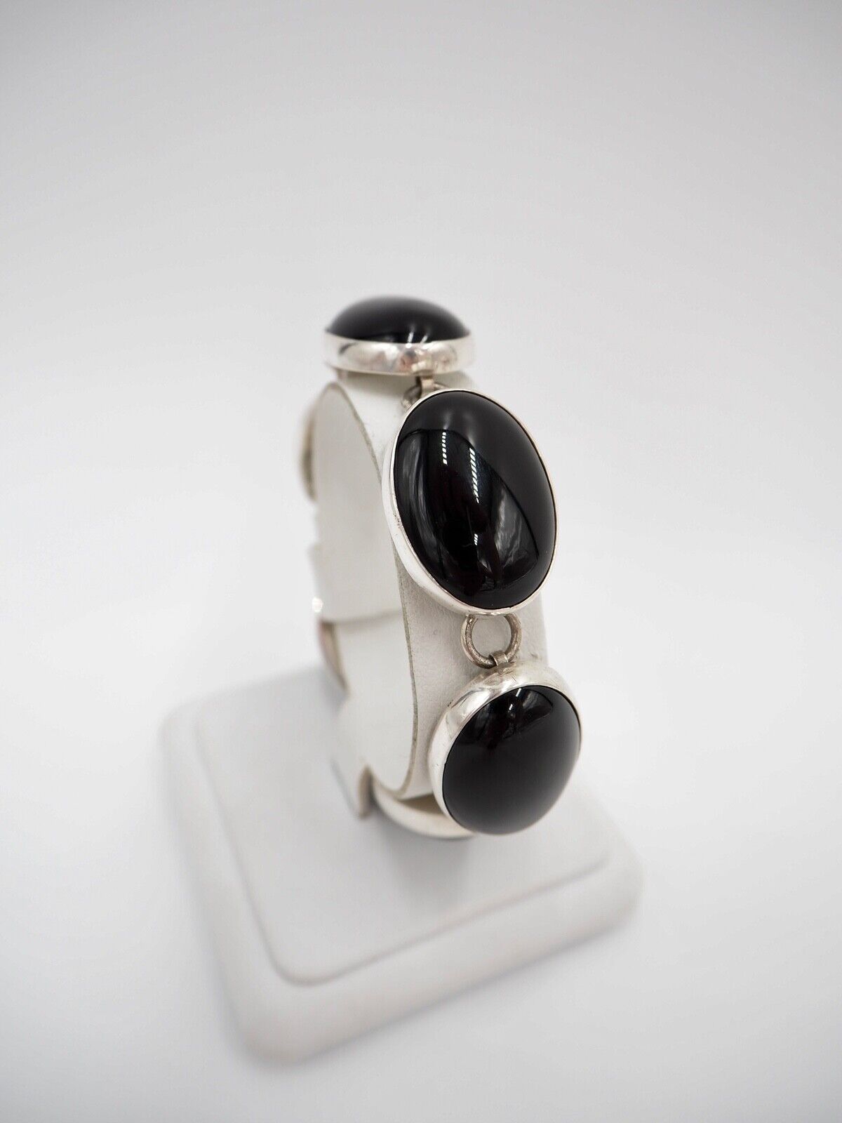 vintage 70er Jahre ONYX Armband Sterling Silber 925 Gliederarmband 45,7 gr - Antikhandel-Stuttgart