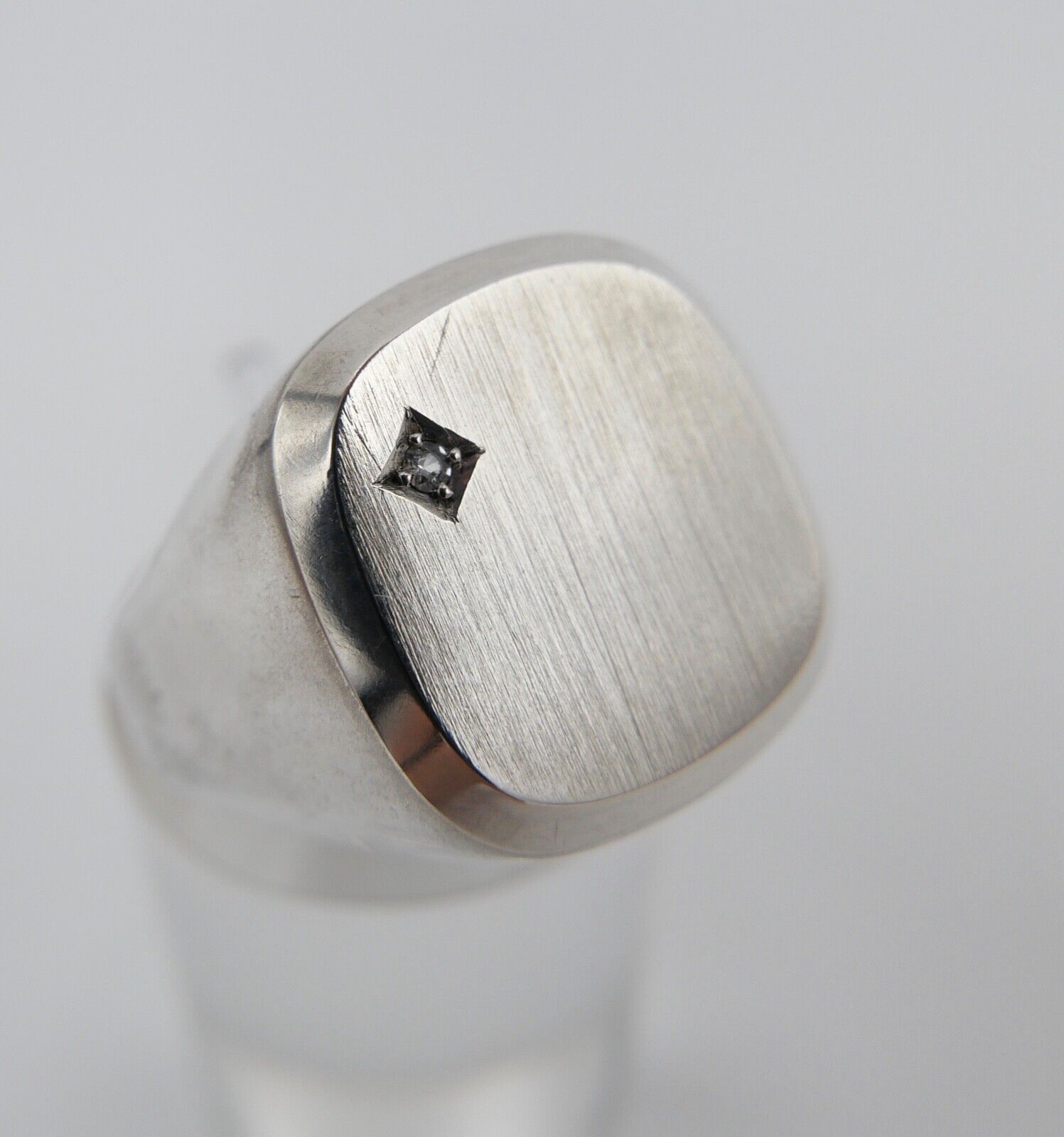 Alter Siegelring Herrenring mit Zirkonia 835 S Silber Größe 64 ohne Siegelgravur - Antikhandel-Stuttgart