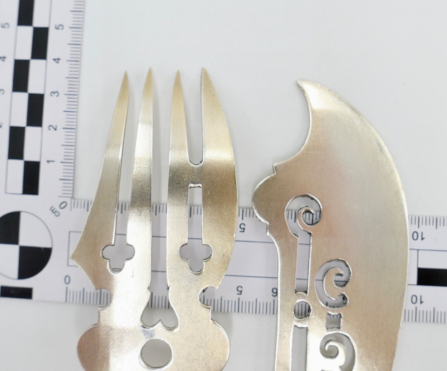 Seltenes Antikes 2 Tlg. Vorlegebesteck Fischgerichte Silber / vergoldet 19. JH - Antikhandel-Stuttgart