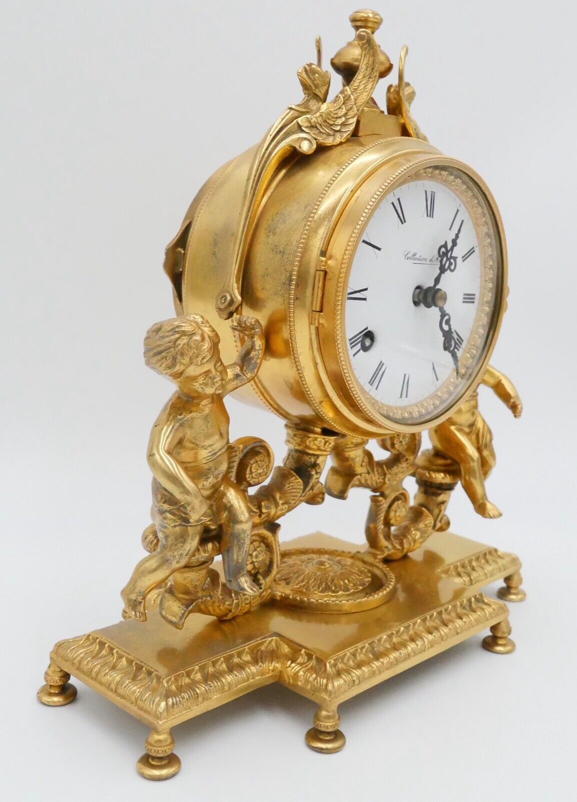 Collection D'Art Frankreich Kaminuhr Tischuhr 8 Tage Kinder Motiv 1960 vergoldet - Antikhandel-Stuttgart