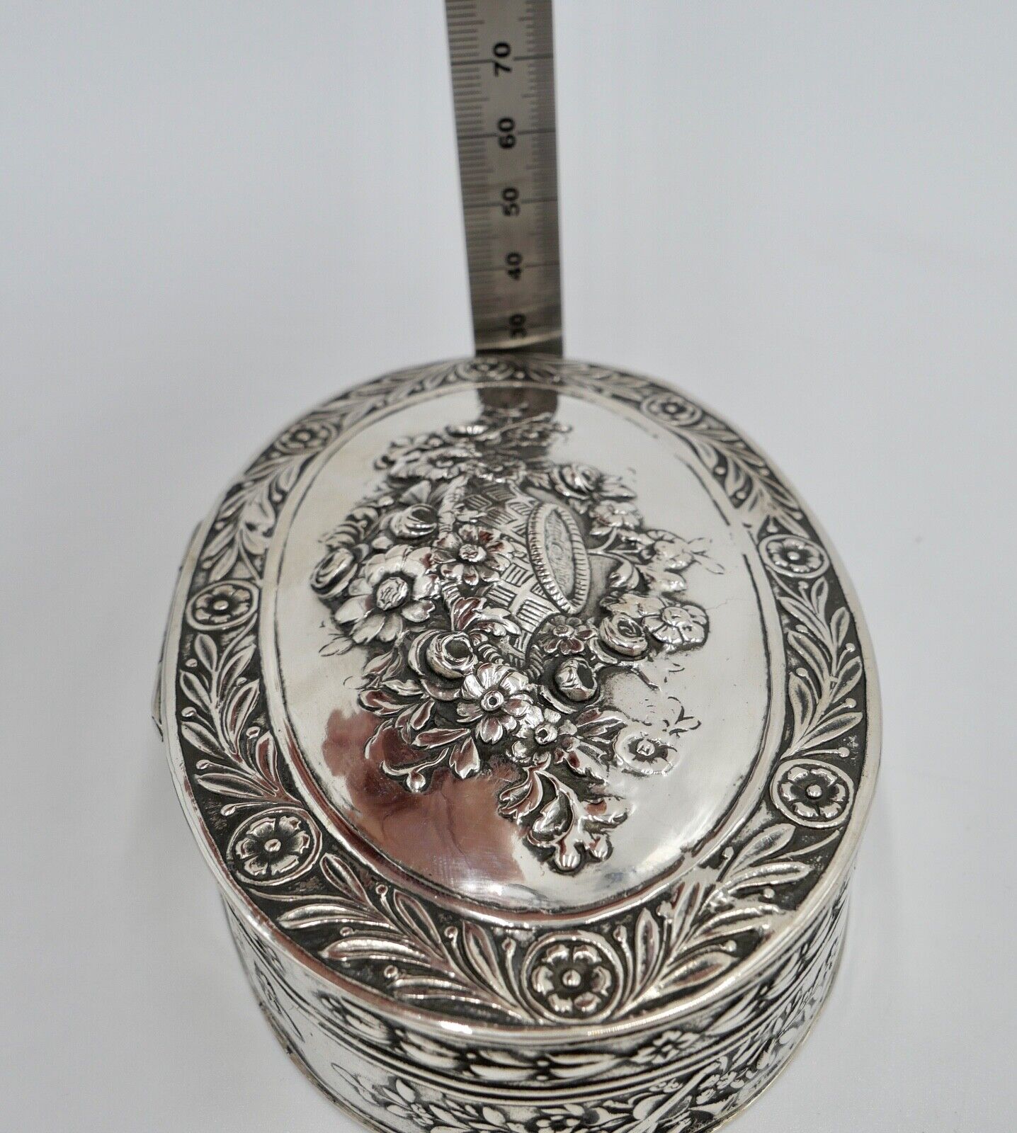 Jugendstil um 1900 830 Silber Deckeldose Schatulle Tabakiere floral - Antikhandel-Stuttgart