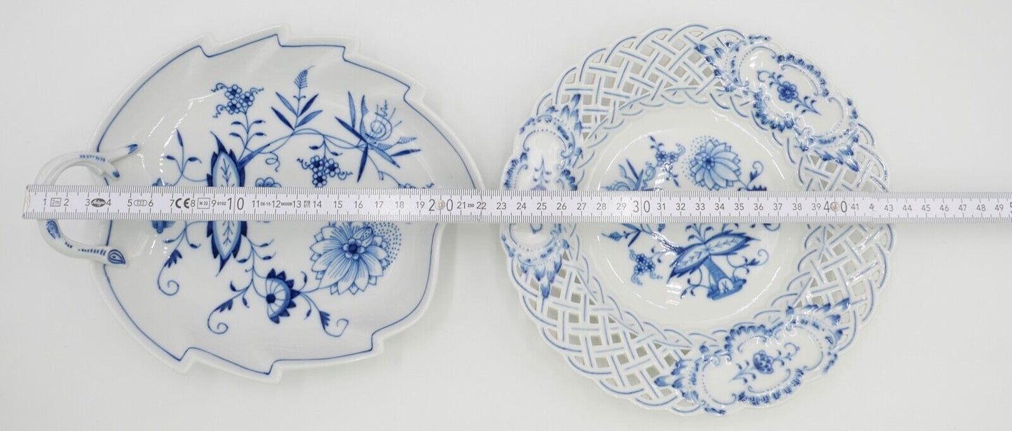 Meissen Zwiebelmuster Teller Duchbruch Schale Blatt Blattschale - Antikhandel-Stuttgart