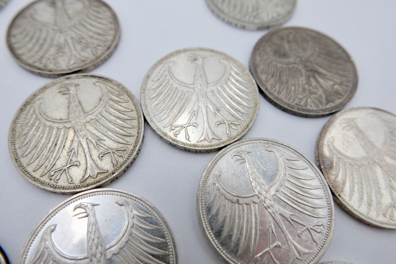 1951-1974 Konvolut LOT 34x 5 DM Silbermünzen J.387 Silberadler PP Heiermann - Antikhandel-Stuttgart