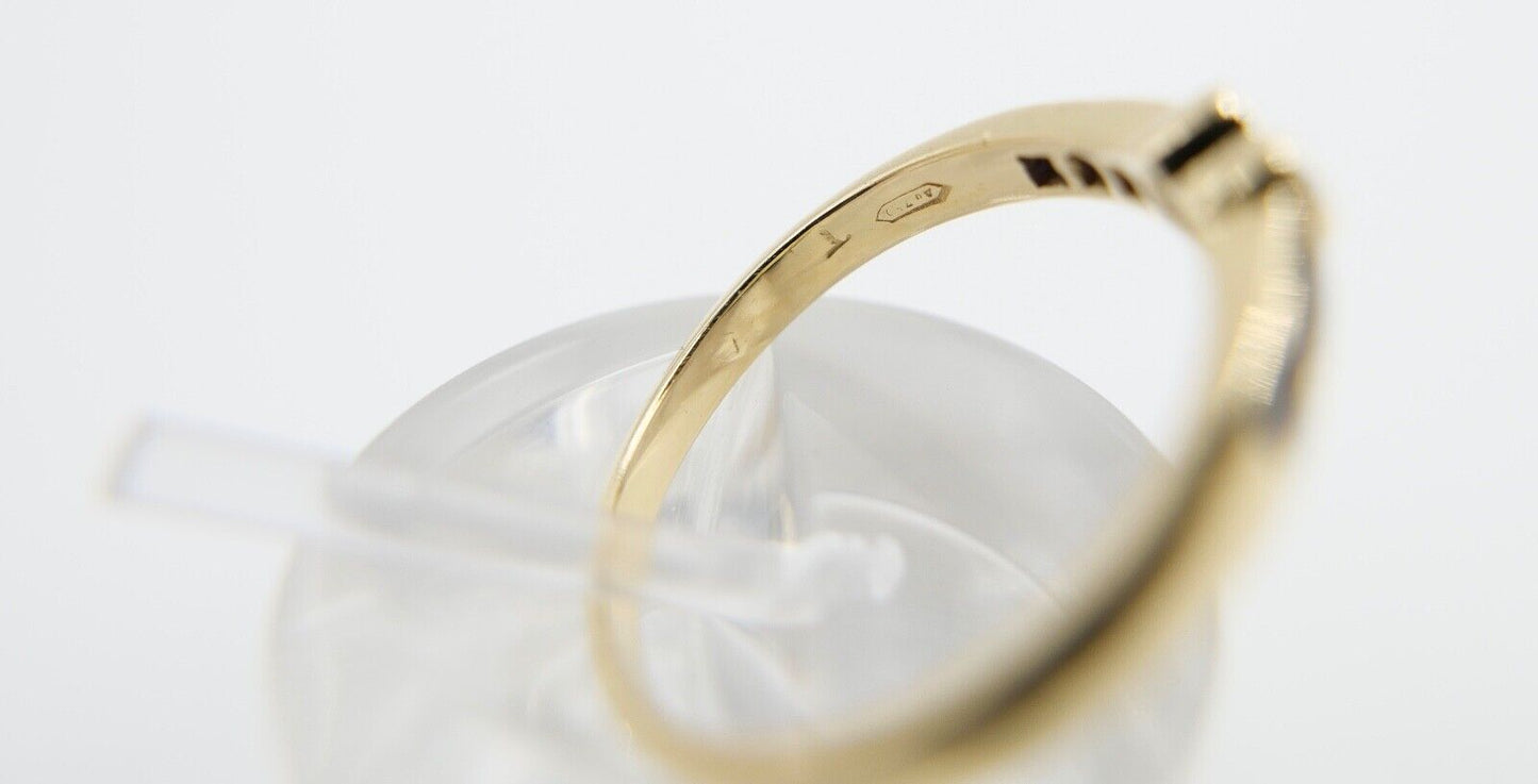 80er J. Damen Ring Herzform Gold Brillant VS / G Saphir 0,46 Ct 750 / 18K Gr. 55 - Antikhandel-Stuttgart