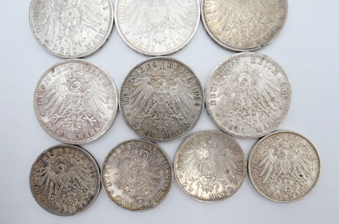 12x 2 3 5 Mark 1876-1914 Preußen Wilhelm Jäger J. 97 98 102 103 111 112 113 114 - Antikhandel-Stuttgart