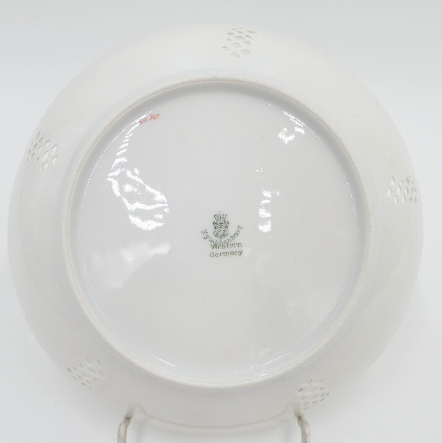 60er Jahre Nymphenburg WEST GERMANY Porzellan Teller Schale Blumenbuket Goldrand - Antikhandel-Stuttgart