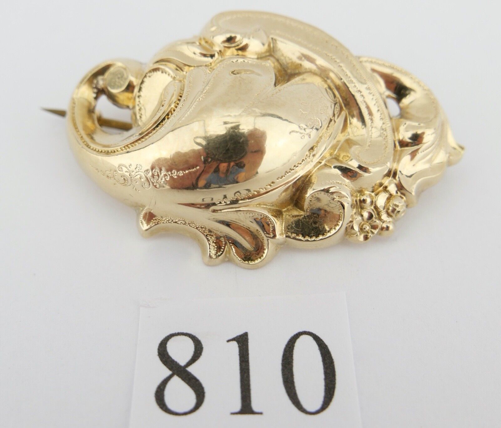 Antike Florale Biedermeier Barrock Schaumgold 14K 585 Brosche Ø 48x36 mm um 1840 - Antikhandel-Stuttgart