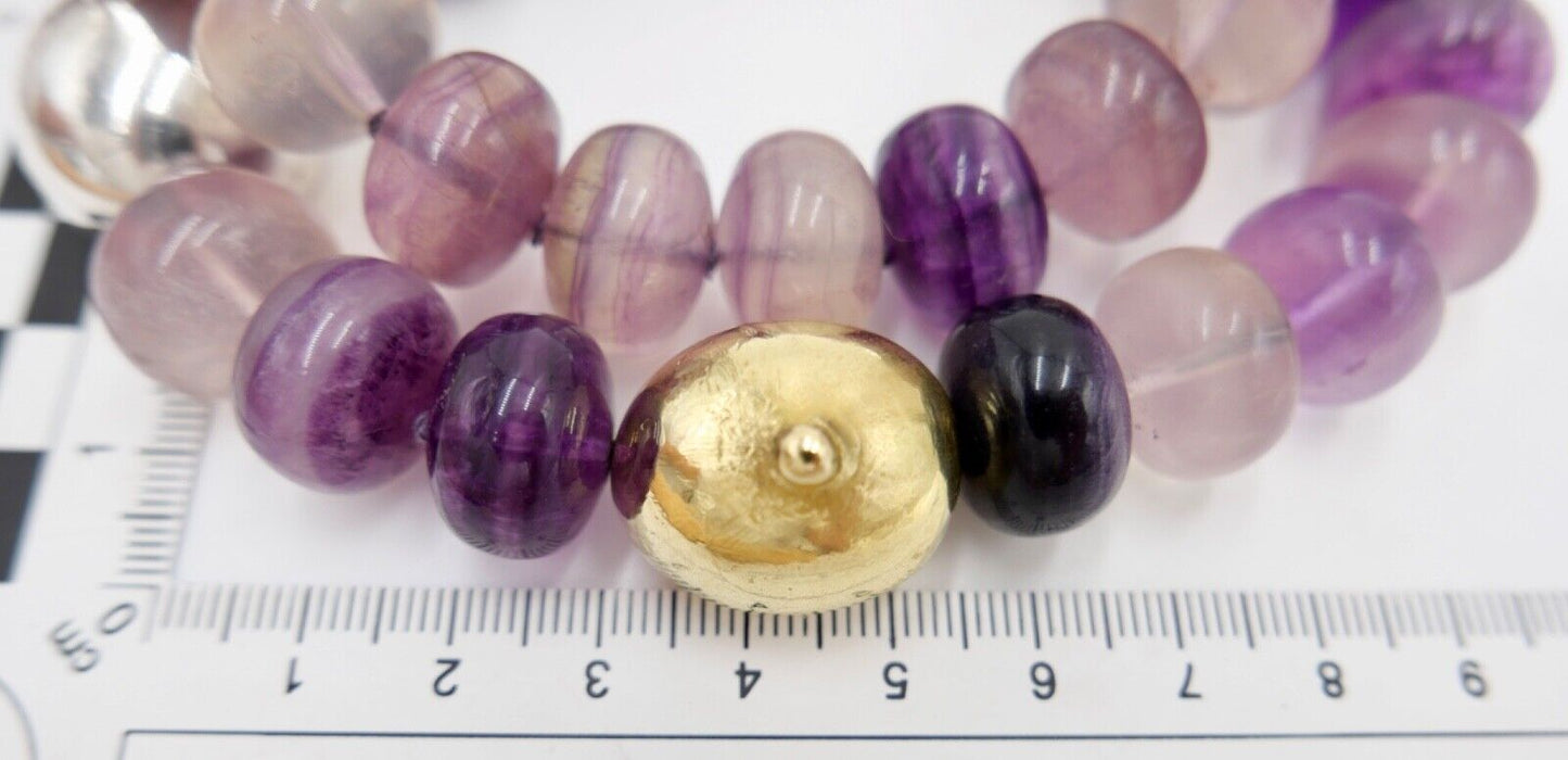 Amethyst Armband 925 Silber & 750 Gold Elementen LANGER Magnet Verschluss - Antikhandel-Stuttgart