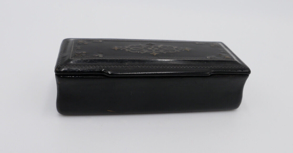 Antikes Döschen 90x38mm Frankreich schwarz Lack um 1880 Holzdose - Antikhandel-Stuttgart
