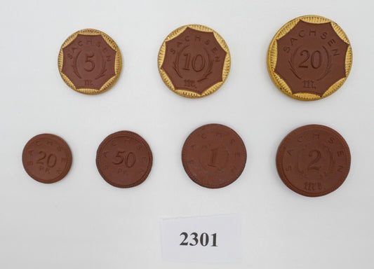 7 Münzen Posten / LOT Notgeld SACHSEN Meißner Porzellan 1921 Pfennig Mark - Antikhandel-Stuttgart