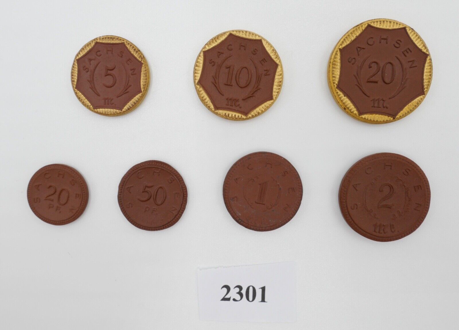 7 Münzen Posten / LOT Notgeld SACHSEN Meißner Porzellan 1921 Pfennig Mark - Antikhandel-Stuttgart