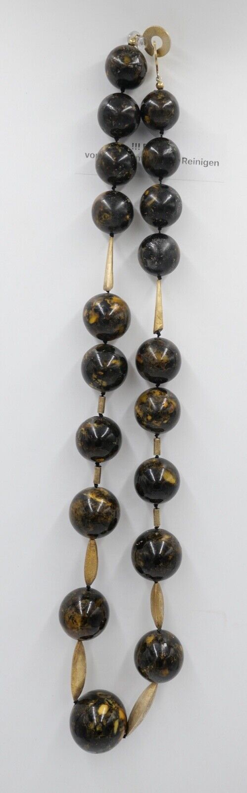 vintage XL Bernstein Kette Silber vergoldet Halskette Kugeln Collier 244,8 gr - Antikhandel-Stuttgart