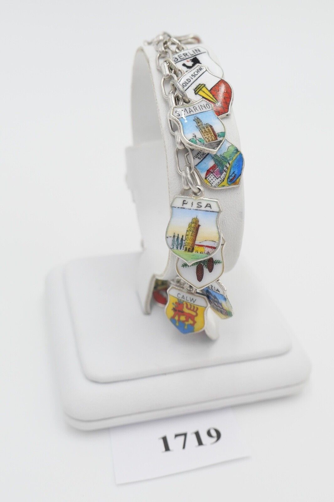Bettelarmband mit Städte Wappen aus Emaille 800 Silber REU ANTIKO EHJ - Antikhandel-Stuttgart