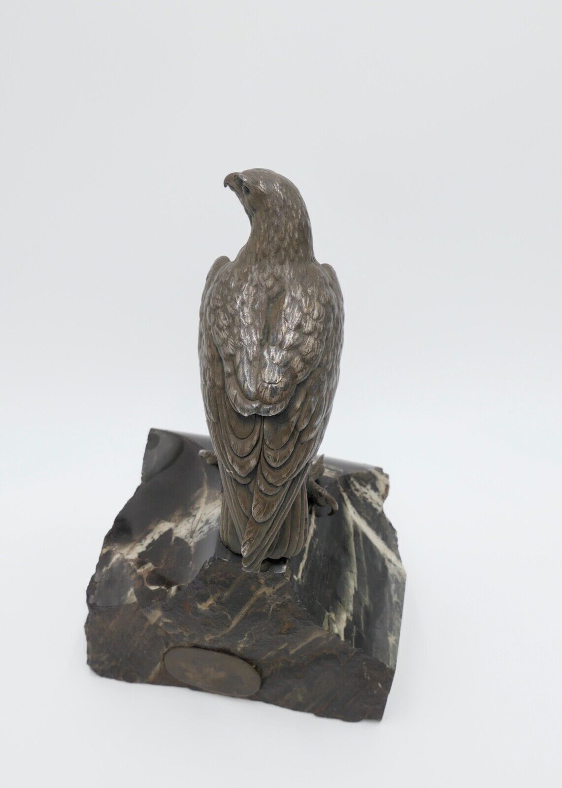ADLER Bronze Figur bronziert Skulptur Marmor Plinthe signiert 22,7 x 14 cm - Antikhandel-Stuttgart
