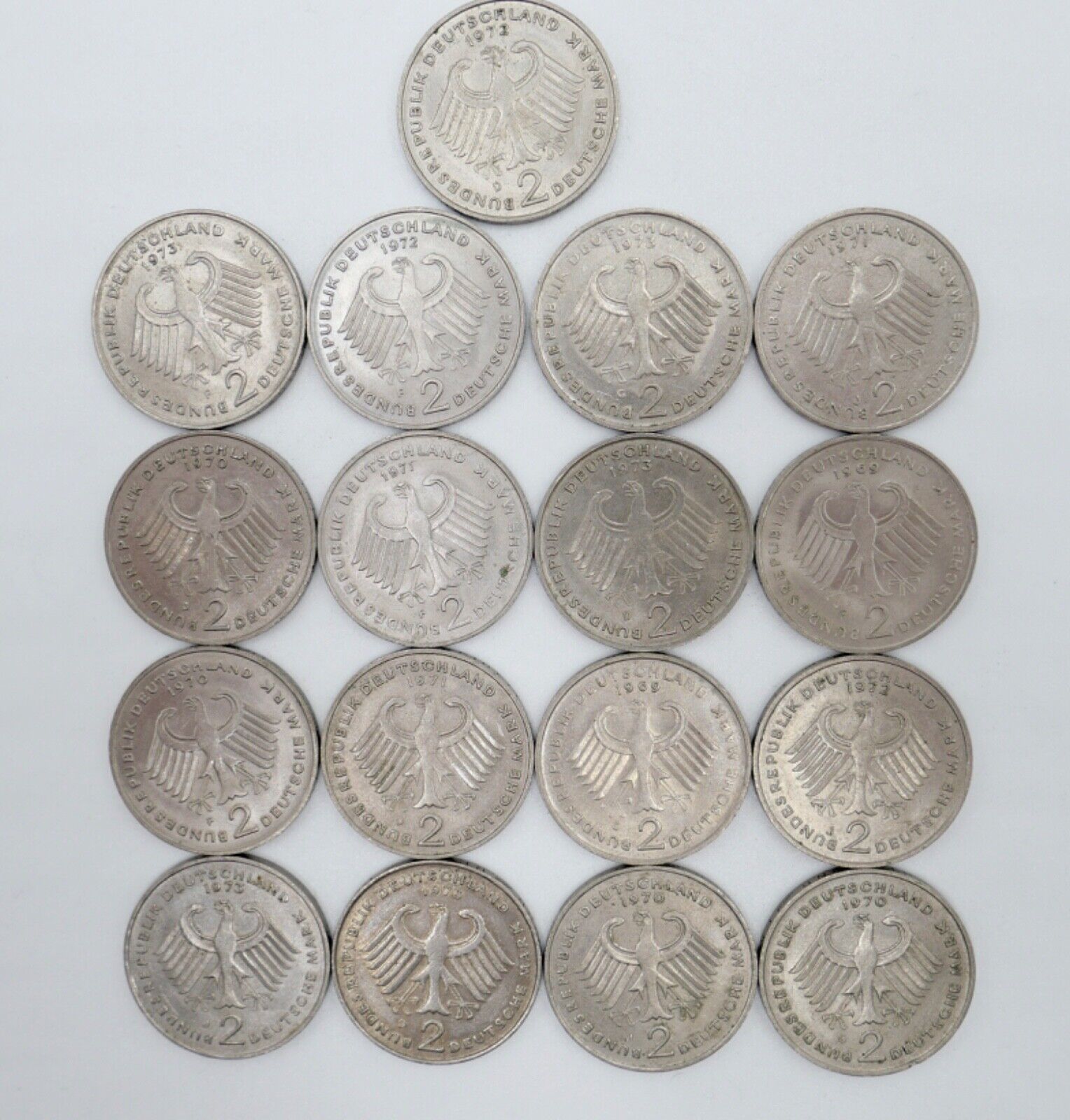 17x 2 DM Mark Konrad Adenauer 1969 - 1973 Jäger J.406 - Antikhandel-Stuttgart