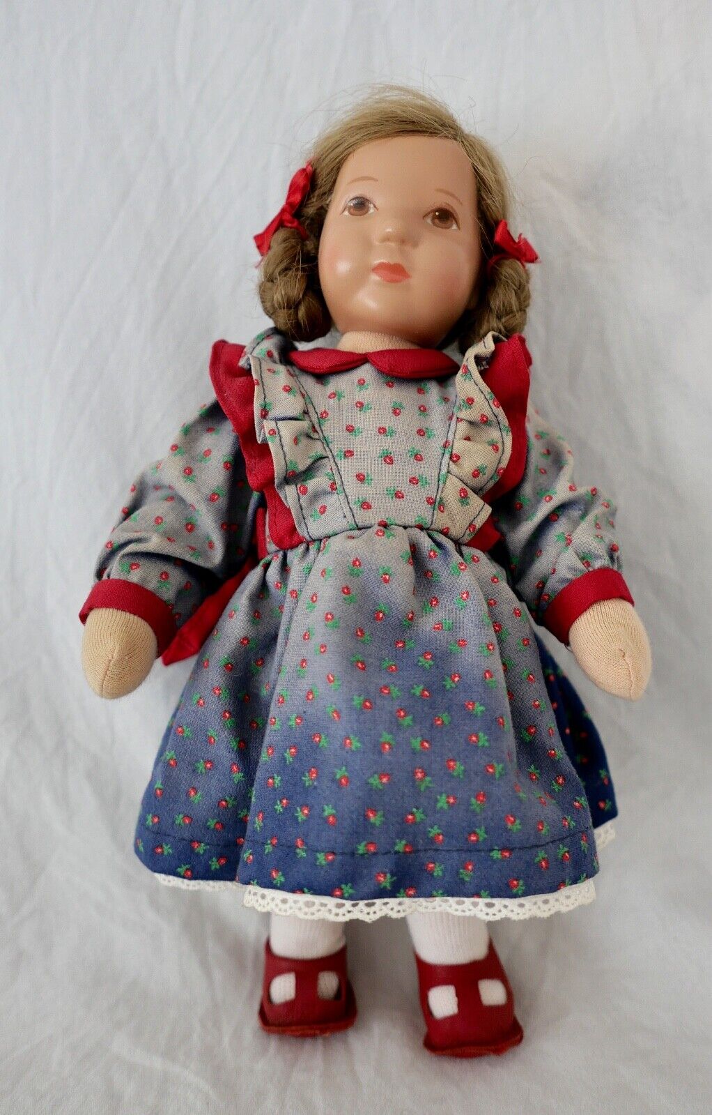 Alte Käthe Kruse Puppe verm. BETTINA Kaethe 26 cm Däumlinchen Braune Augen Zopf - Antikhandel-Stuttgart