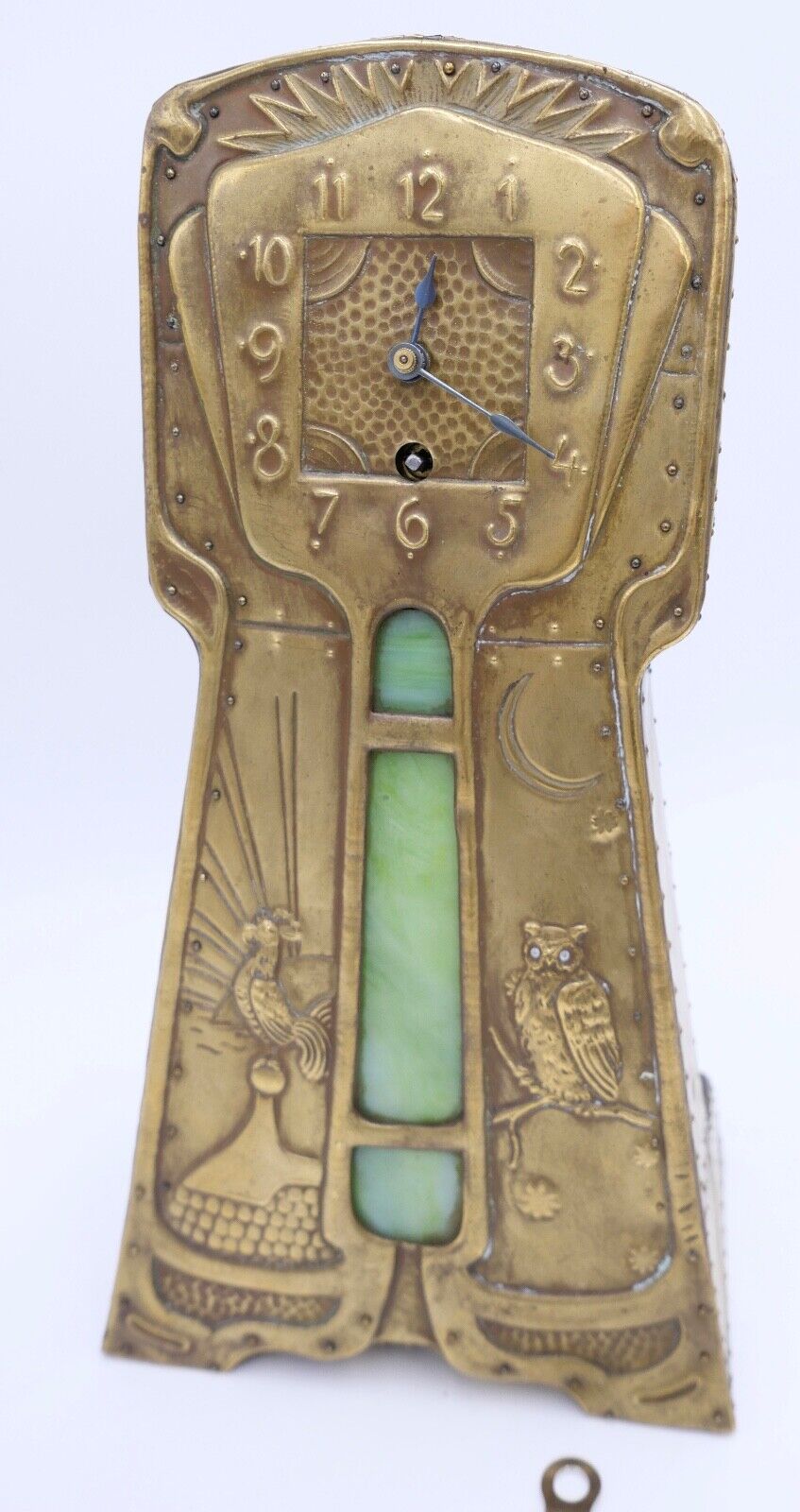 seltene Kaminuhr Hahn & Eule vmtl. Frankreich oder England Uhrwerk MPK / PMK - Antikhandel-Stuttgart