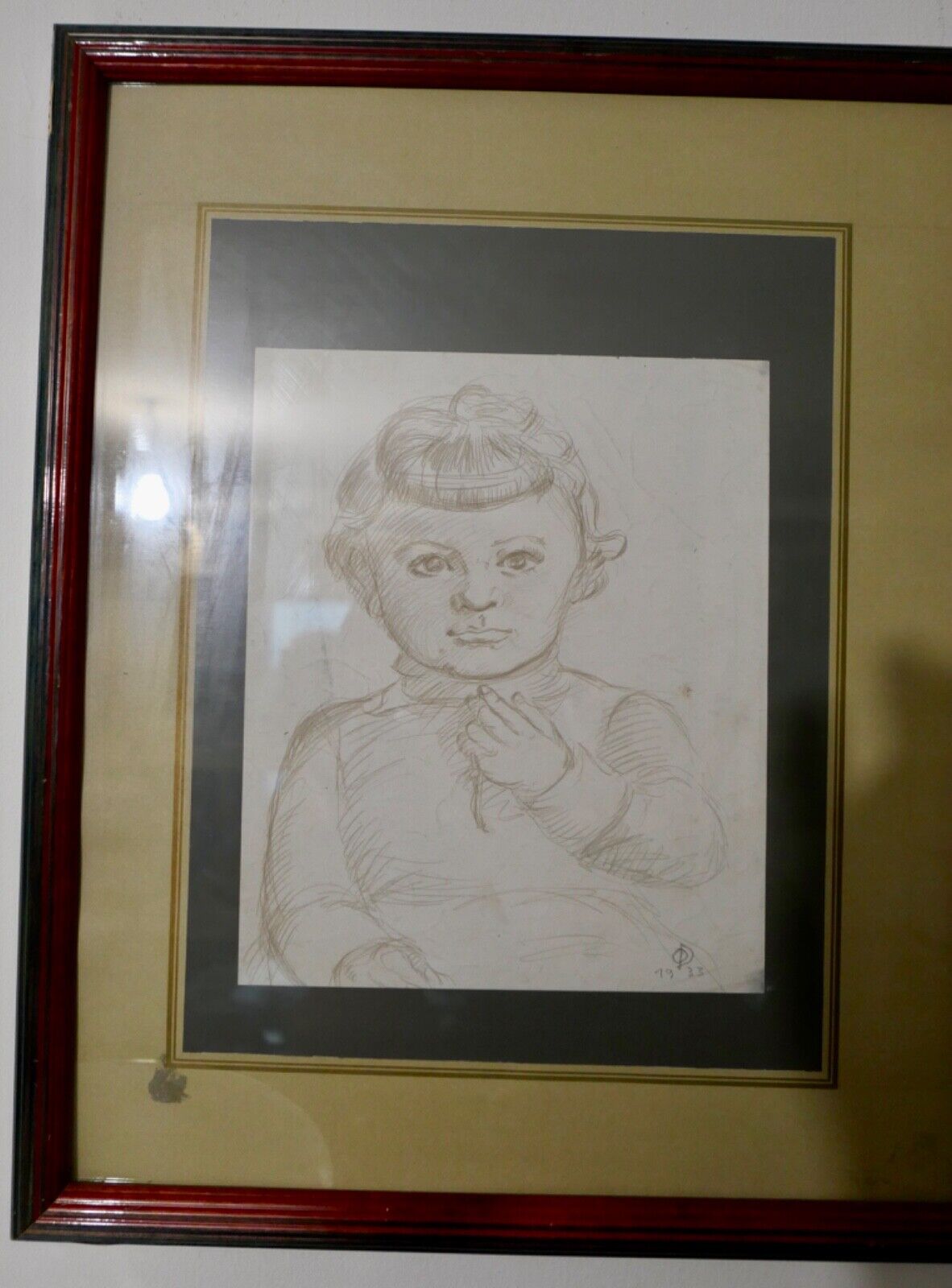 OTTO DITSCHER Bleistiftzeichnung " BABY / KIND " 1933 Pfalz 54x44cm - Antikhandel-Stuttgart