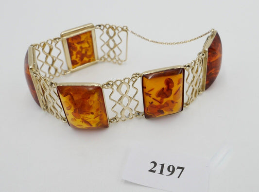 333 Gelbgold FKE Damen Bernstein Glieder Armband 19,3 cm - Antikhandel-Stuttgart