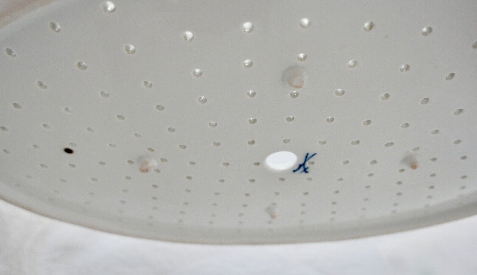 Seltene Meissen Loch Platte Tablett Weiß mit Goldrand 42x27 cm Knaufzeit 1. Wahl - Antikhandel-Stuttgart