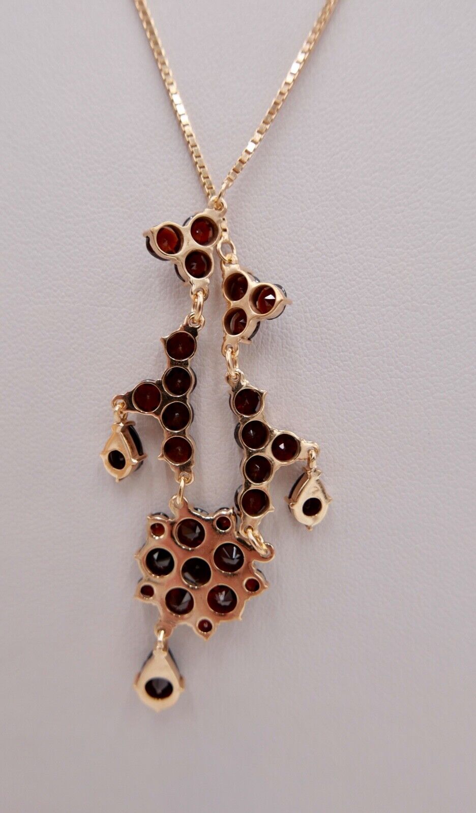 Alte Collier Kette 55cm Rotgold 333 8K Gold mit Granat FBM Venezianerkette - Antikhandel-Stuttgart