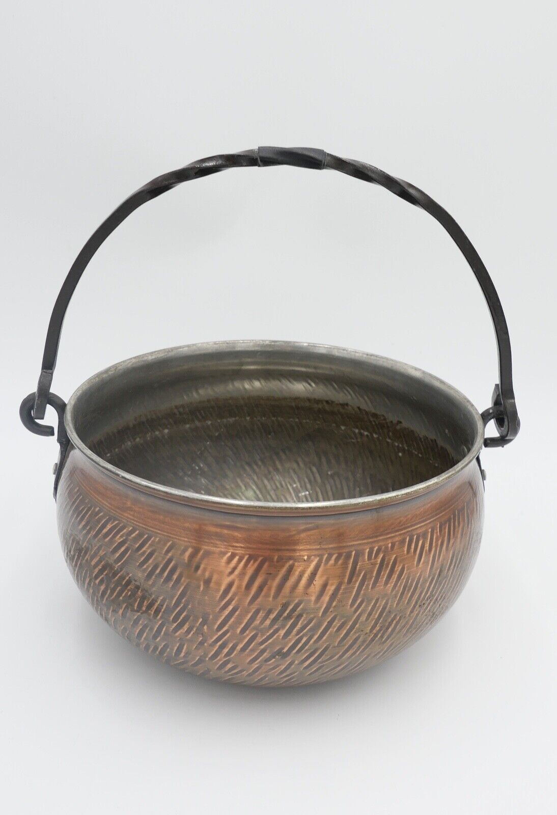 Wagner West Germany Kupfer Blumentopf Hängetopf Topf Kübel mit Henkel - Antikhandel-Stuttgart