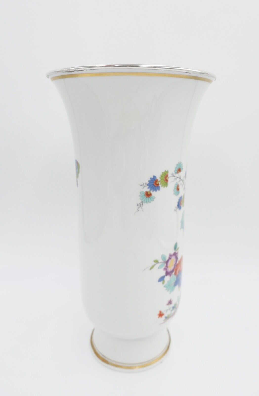 Meissen 1. Wahl L. 262 Unikat Vase 34,5cm hoch indische Blumen mit Silbermontur - Antikhandel-Stuttgart