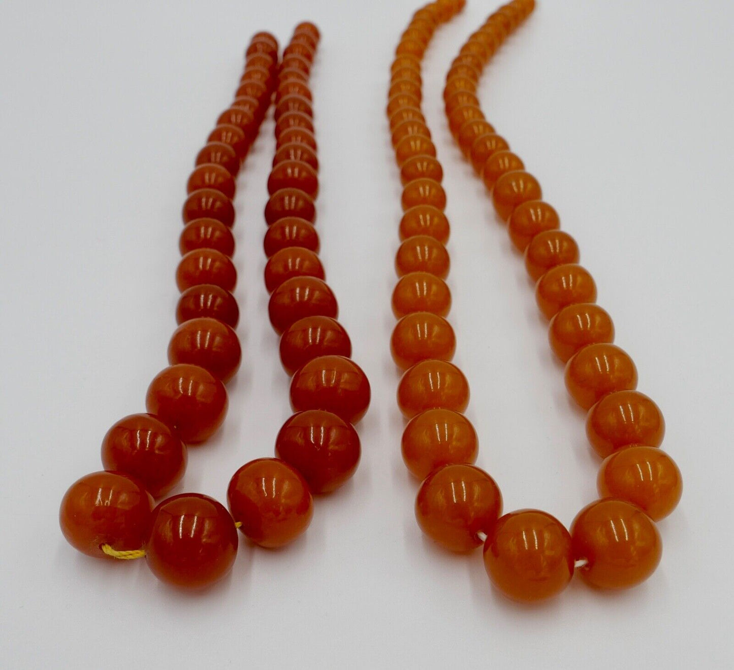 2x Bernstein Kugel Kette / Ketten Pressbernstein 152 Gramm - Antikhandel-Stuttgart