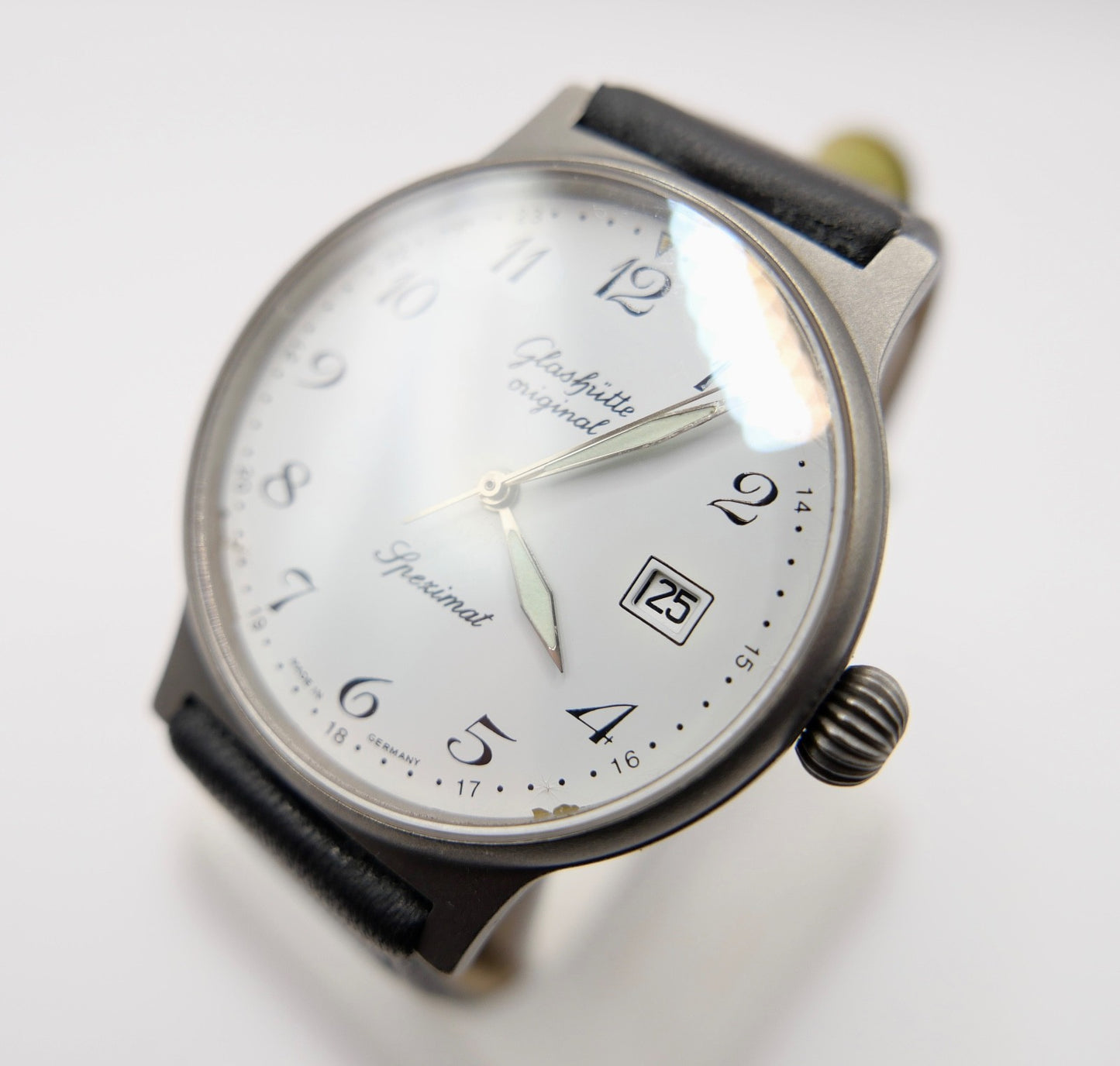 90er Glashütte Spezimat Cal. 10-30 Herrenuhr Automatik weißes Zifferblatt