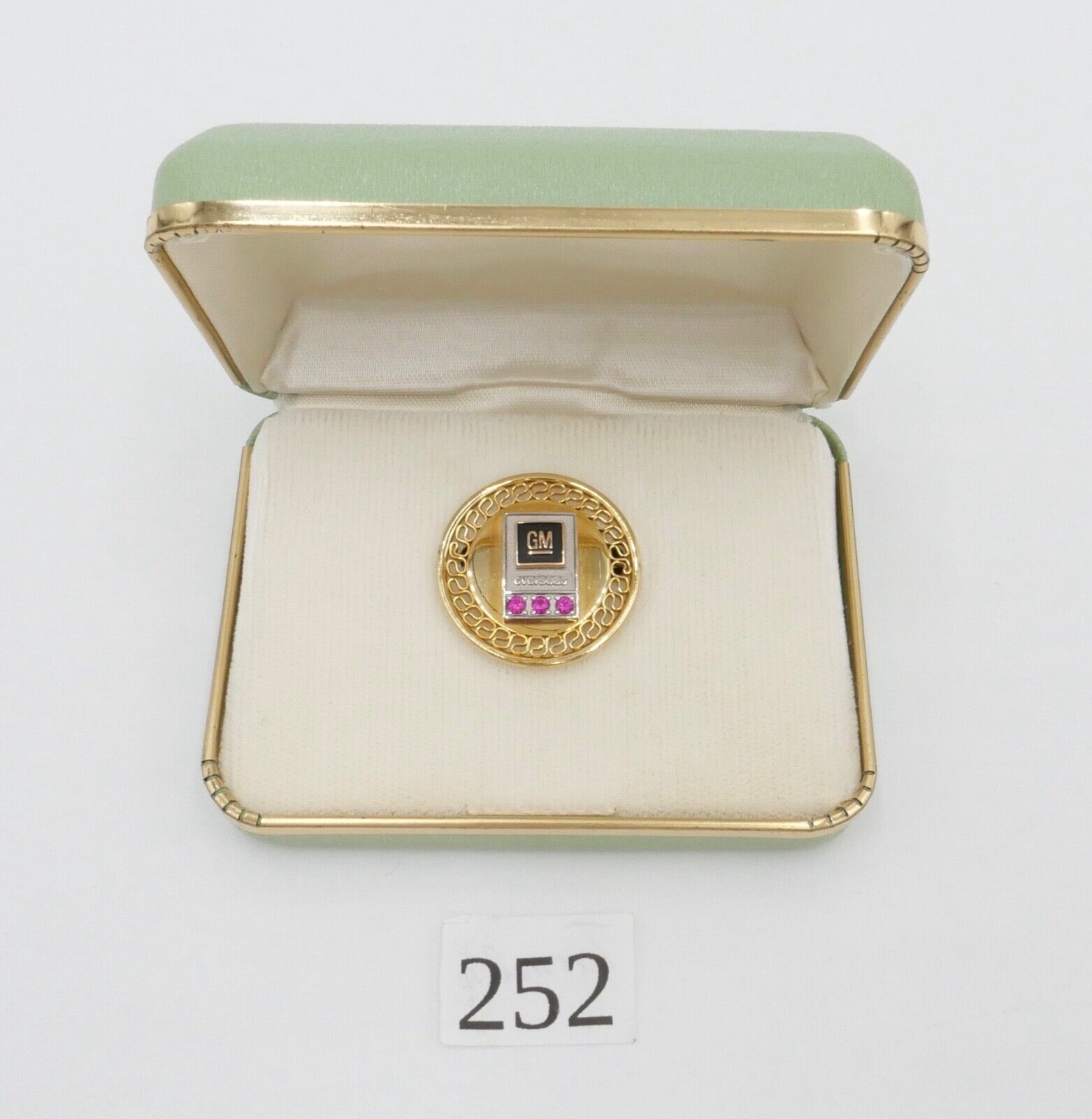 GM Generalmotors Pin Brosche in Etui Overseas vergoldet 20 / 12K G.F. - Antikhandel-Stuttgart