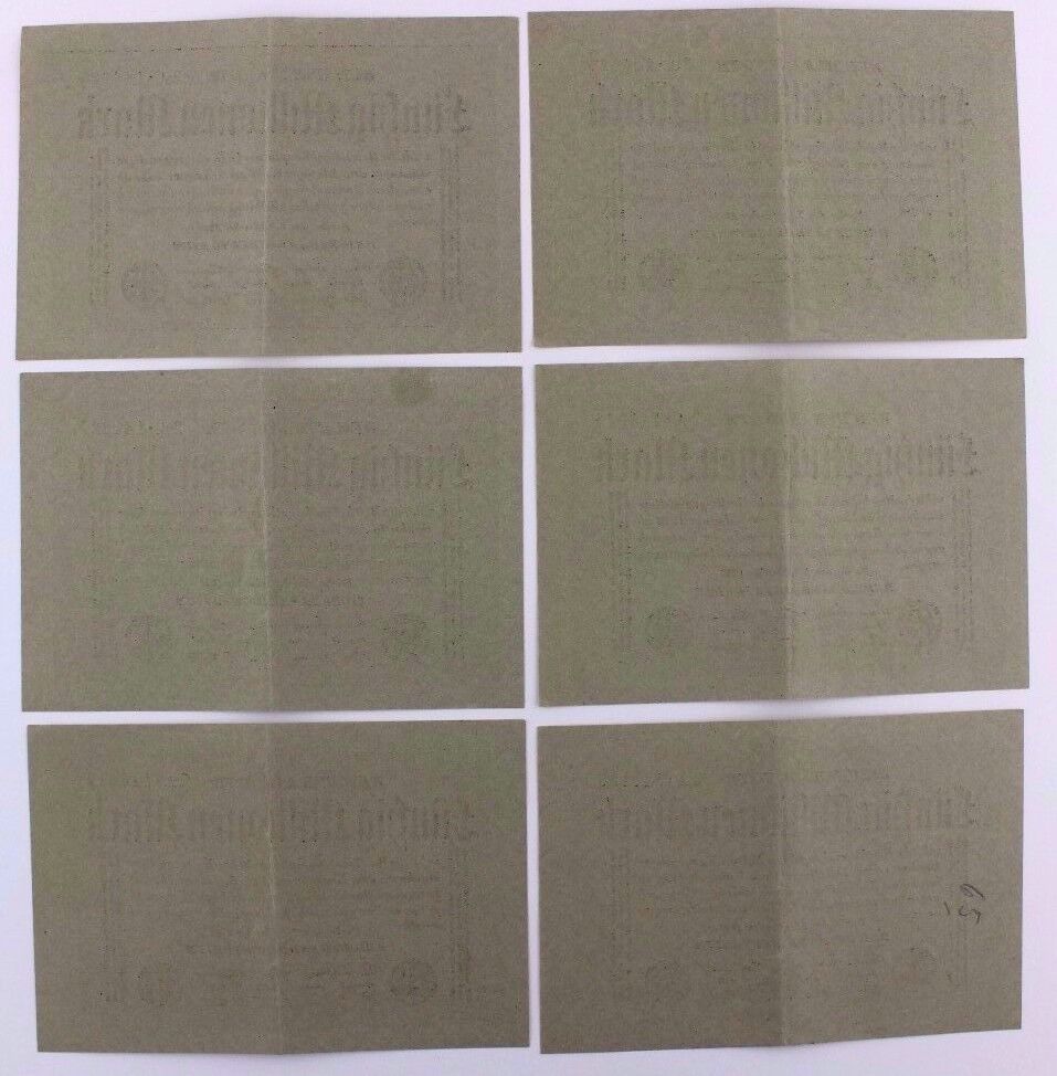 6x Ro. 108a Banknote 50 Millionen Mark Fortlaufend NR fast KFR 1923 TOP old Bill - Antikhandel-Stuttgart