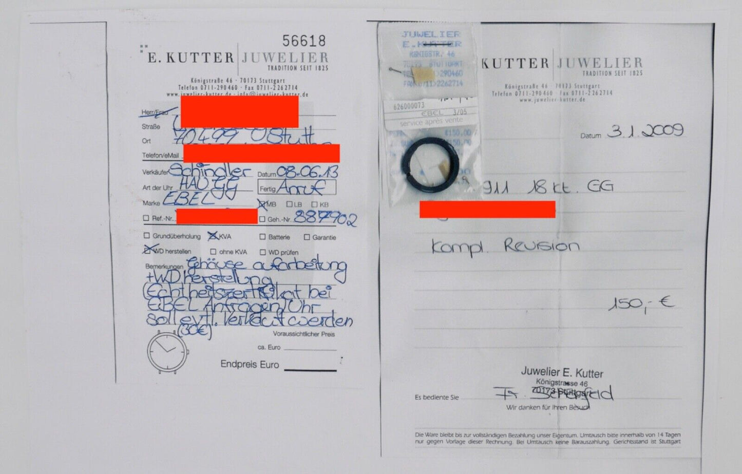 EBEL 1911 Sport Herren Damen Unisex Uhr 750 18K Ø 35mm Ref 887902 mit Lederband - Antikhandel-Stuttgart